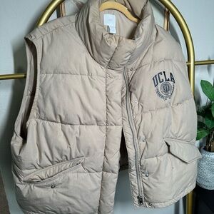 H&M Tan Puffer Vest with UCLA Logo